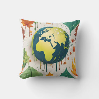 Stylish Earth globes in drips Throw Pillow