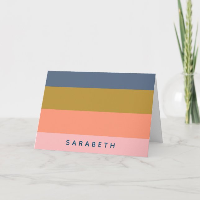 Stylish Earthy Modern Stripes Personalized Card (Front)