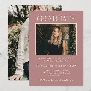 Stylish Earthy Modern Two Photo Graduation Party Invitation