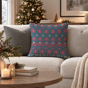 Stylish Earthy Nordic Snowflake Decorative Pillow