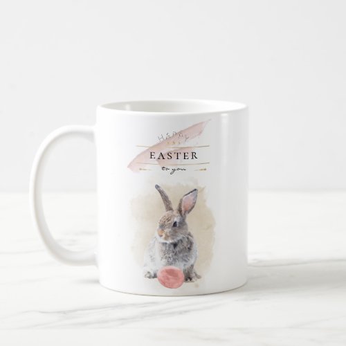 Stylish Easter Bunny  Happy Easter Watercolor Art Coffee Mug