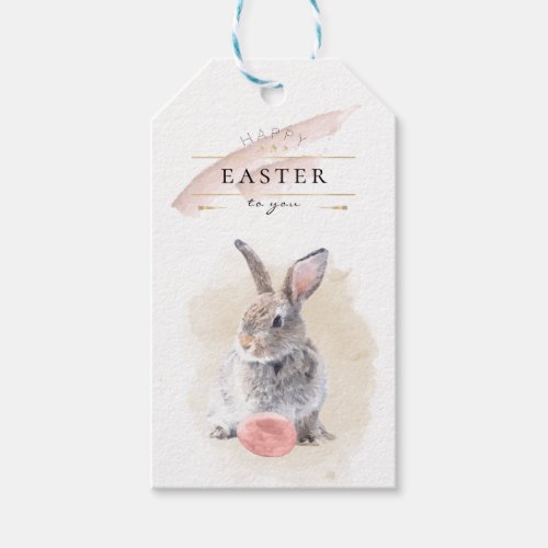 Stylish Easter Bunny  Happy Easter Watercolor Art Gift Tags