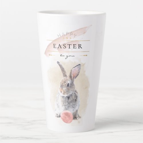 Stylish Easter Bunny  Happy Easter Watercolor Art Latte Mug
