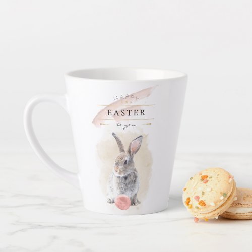 Stylish Easter Bunny  Happy Easter Watercolor Art Latte Mug