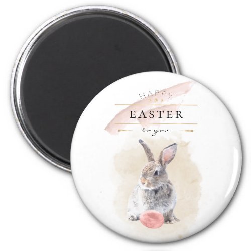 Stylish Easter Bunny  Happy Easter Watercolor Art Magnet