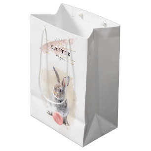 Stylish Easter Bunny Happy Easter Watercolor Art Medium Gift Bag