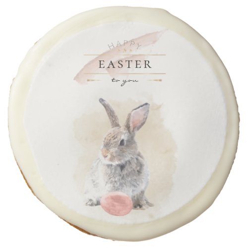 Stylish Easter Bunny  Happy Easter Watercolor Art Sugar Cookie