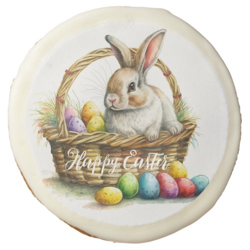 Stylish Easter Bunny Personalized  Watercolor  Sugar Cookie