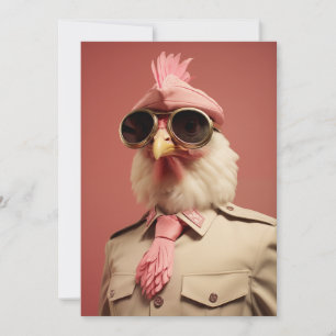 Stylish Easter Chicken Commander Holiday Card
