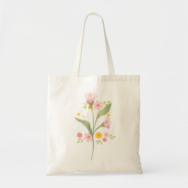 Stylish Eco-Friendly Flower Tote Bag (Front)