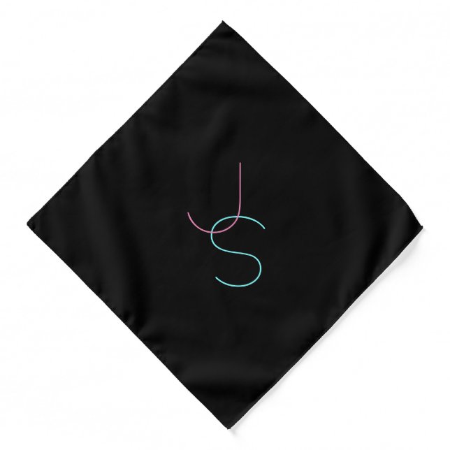 Stylish Editable Any Two Modern Looking Initials  Bandana (Front)