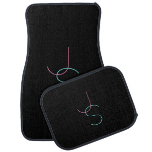 Stylish Editable Any Two Modern Looking Initials  Car Floor Mat