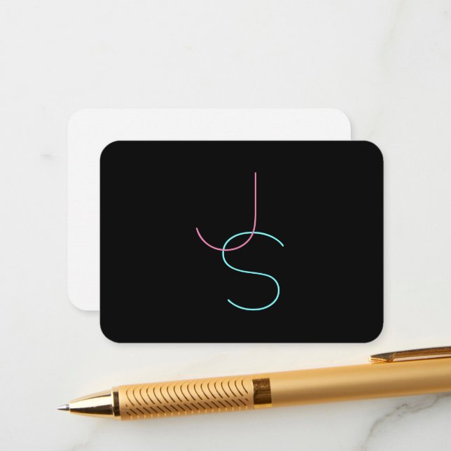 Stylish Editable Any Two Modern Looking Initials  Enclosure Card (Front/Back In Situ)