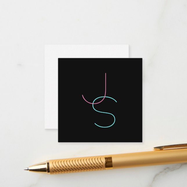 Stylish Editable Any Two Modern Looking Initials  Enclosure Card (Front/Back In Situ)