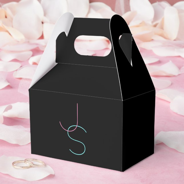 Stylish Editable Any Two Modern Looking Initials  Favor Boxes (Wedding)