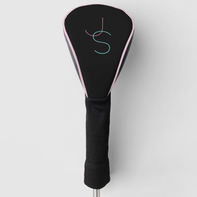 Stylish Editable Any Two Modern Looking Initials  Golf Head Cover (Front)
