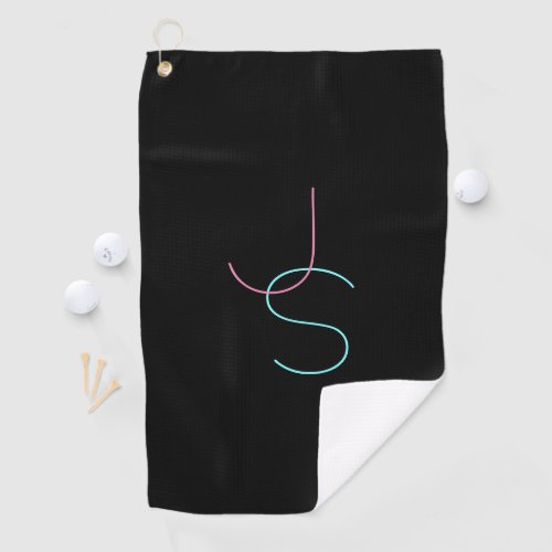 Stylish Editable Any Two Modern Looking Initials  Golf Towel