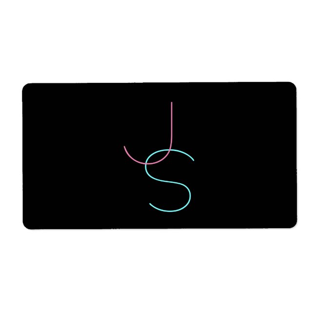 Stylish Editable Any Two Modern Looking Initials  Label (Front)