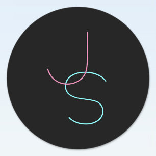 Stylish Editable Any Two Modern Looking Initials  Labels