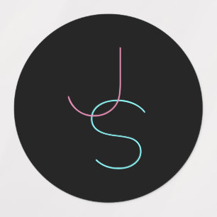 Stylish Editable Any Two Modern Looking Initials  Labels