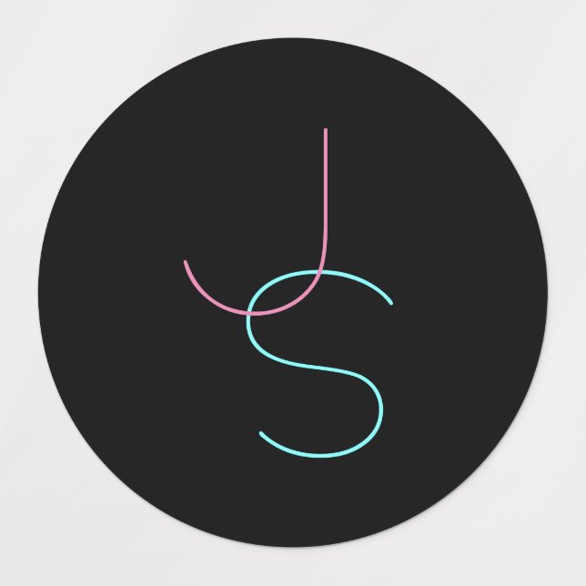 Stylish Editable Any Two Modern Looking Initials  Labels (Design 1)