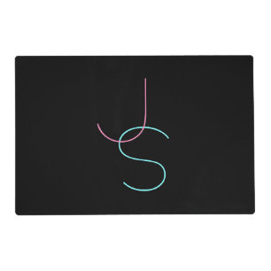 Stylish Editable Any Two Modern Looking Initials  Placemat