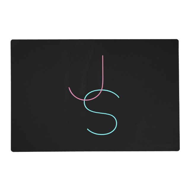 Stylish Editable Any Two Modern Looking Initials  Placemat (Front)