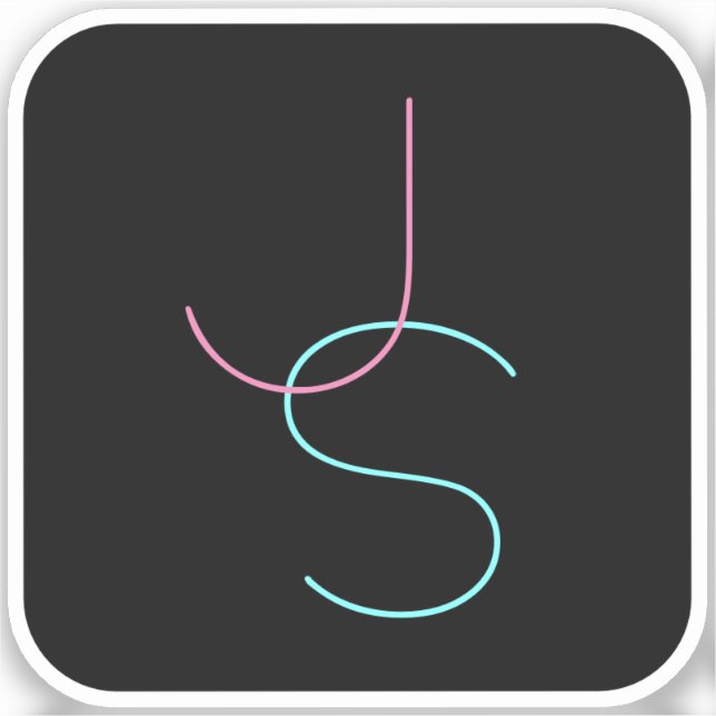 Stylish Editable Any Two Modern Looking Initials  Sticker (Front)