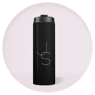 Stylish Editable Any Two Modern Looking Initials Thermal Tumbler