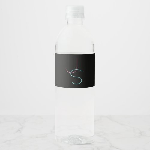 Stylish Editable Any Two Modern Looking Initials  Water Bottle Label