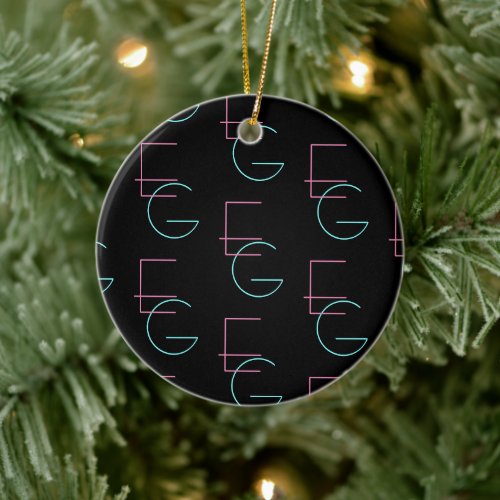 Stylish Editable Any Two Modern Tiled Initials  Ceramic Ornament