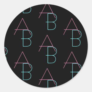 Stylish Editable Any Two Modern Tiled Initials  Classic Round Sticker