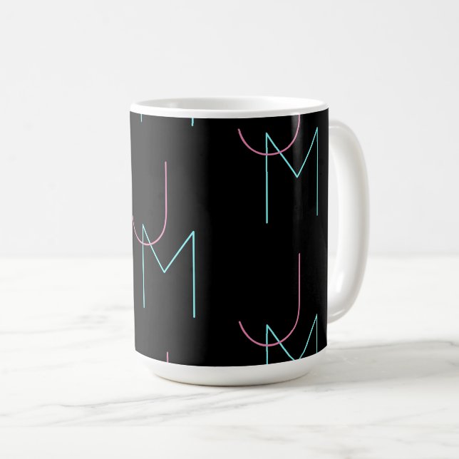 Stylish Editable Any Two Modern Tiled Initials  Coffee Mug (Front Right)