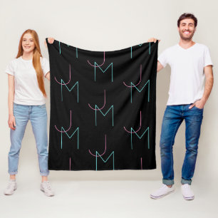 Stylish Editable Any Two Modern Tiled Initials Fleece Blanket