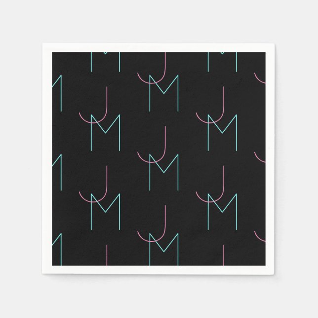 Stylish Editable Any Two Modern Tiled Initials  Napkins (Front)