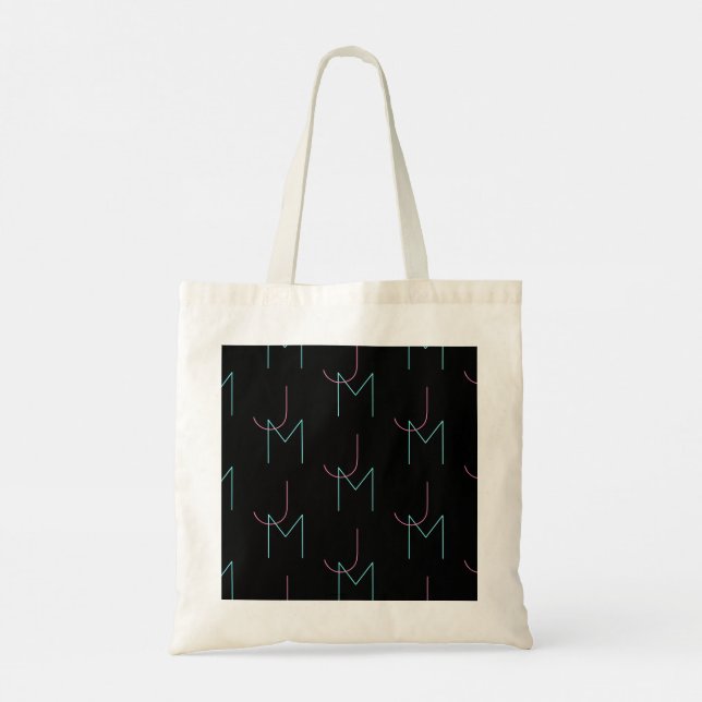 Stylish Editable Any Two Modern Tiled Initials  Tote Bag (Back)