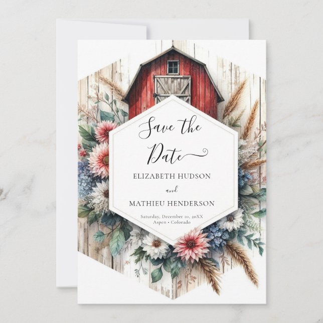 Stylish Editable Barnyard Wedding Save The Date (Front)