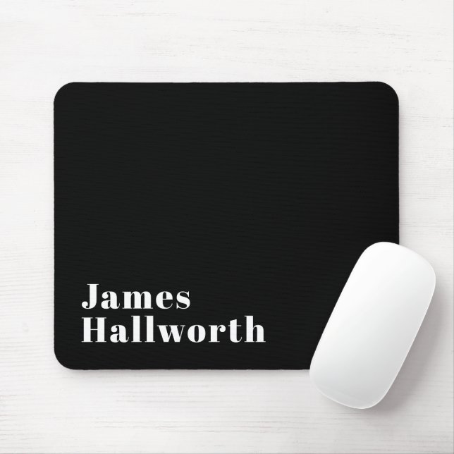 Stylish Editable Retro Modern Name (or other text) Mouse Pad (With Mouse)