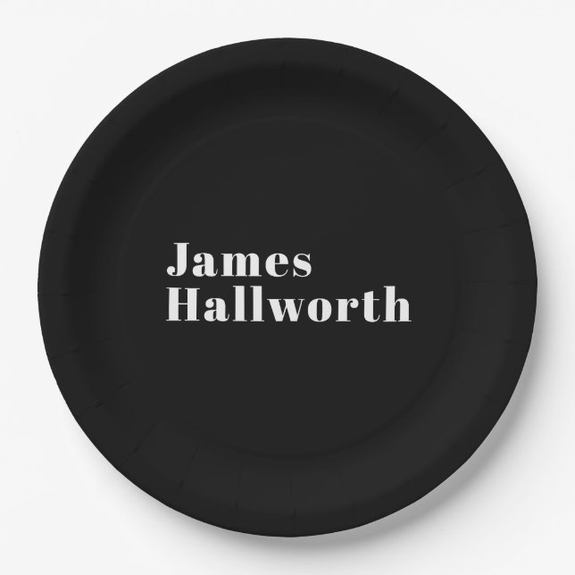 Stylish Editable Retro Modern Name (or other text) Paper Plates (Front)