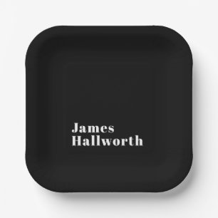 Stylish Editable Retro Modern Name (or other text) Paper Plates