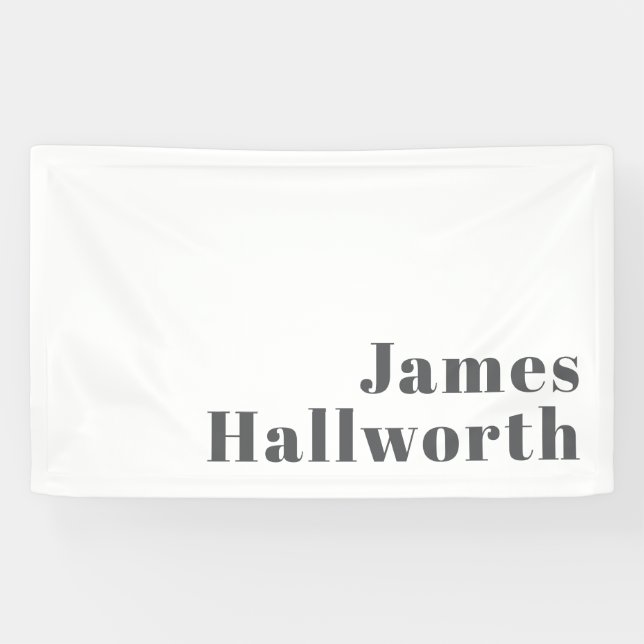 Stylish Editable Retro Modern Text | Grey Banner (Horizontal)