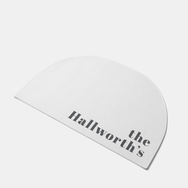 Stylish Editable Retro Modern Text | Grey Doormat (Angled)