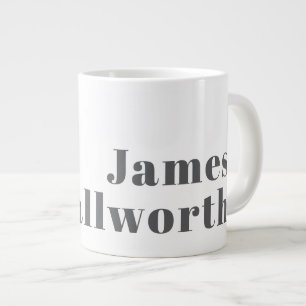 Stylish Editable Retro Modern Text Grey Giant Coffee Mug