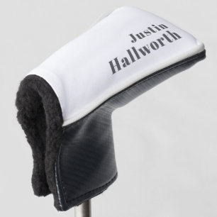 Stylish Editable Retro Modern Text Grey Golf Head Cover