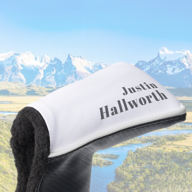 Stylish Editable Retro Modern Text | Grey Golf Head Cover (Creator Uploaded)