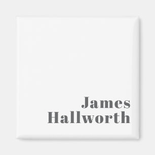 Stylish Editable Retro Modern Text Grey Magnet