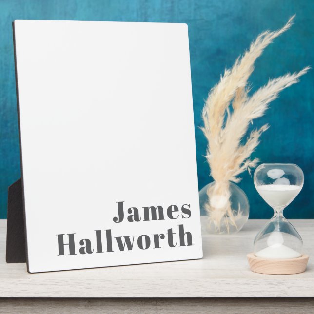 Stylish Editable Retro Modern Text | Grey Plaque (Side)