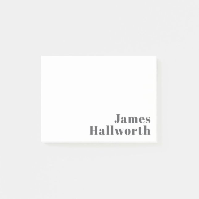 Stylish Editable Retro Modern Text | Grey Post-it Notes (Front)