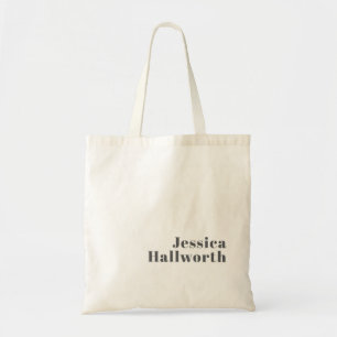 Stylish Editable Retro Modern Text Grey Tote Bag