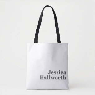 Stylish Editable Retro Modern Text Grey Tote Bag